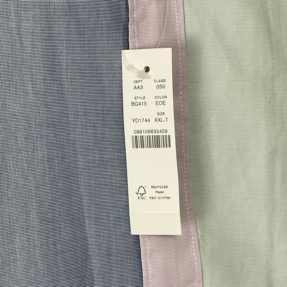 J Crew Shirt Mens 2XLT Button Down Pastel Colorblock‎ Long Sleeve Poplin Easter